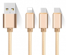 USB кабель (3 в 1) Lightning, microUSB, type C